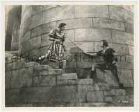 1f2286 ADVENTURES OF ROBIN HOOD 8.25x10 still 1938 Errol Flynn & Basil Rathbone dueling on stairs!