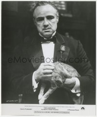 1f2330 GODFATHER 8x10 still 1972 iconic close-up image of Marlon Brando at wedding holding cat!