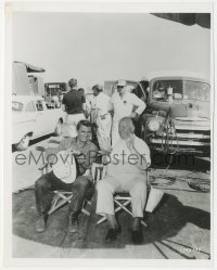 1f2372 NORTH BY NORTHWEST candid 8x10 still 1959 Alfred Hitchcock between scenes with Cary Grant!