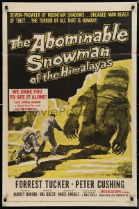 1f0898 ABOMINABLE SNOWMAN OF THE HIMALAYAS 1sh 1957 Peter Cushing, the dreaded man-beast of Tibet!