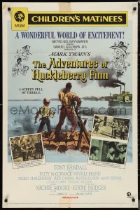 1f0899 ADVENTURES OF HUCKLEBERRY FINN 1sh R1970 Mark Twain, Michael Curtiz, art of Huck & Jim on raft