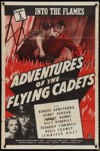 1f0901 ADVENTURES OF THE FLYING CADETS chapter 3 1sh 1943 Universal, Into the Flames, ultra rare!