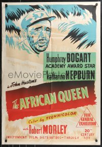 1f1616 AFRICAN QUEEN 2nd printing Aust 1sh 1950s different close art of Humphrey Bogart, ultra rare!