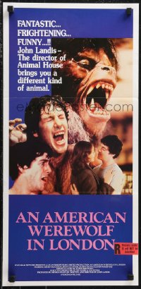 1f1635 AMERICAN WEREWOLF IN LONDON Aust daybill 1982 David Naughton, Agutter, Dunne, John Landis!