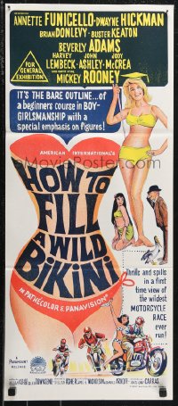 1f1662 HOW TO STUFF A WILD BIKINI Aust daybill 1965 Annette Funicello, Buster Keaton, bikini art!