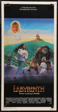 1f1669 LABYRINTH Aust daybill 1986 Jim Henson, art of David Bowie & Jennifer Connelly by Ted CoConis!