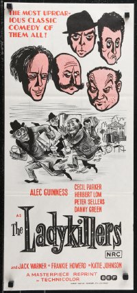 1f1670 LADYKILLERS Aust daybill R1972 cool art of guiding genius Alec Guinness, gangsters!