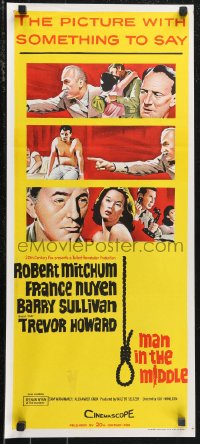 1f1676 MAN IN THE MIDDLE Aust daybill 1964 Robert Mitchum, France Nuyen, Trevor Howard, noose art!