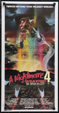 1f1680 NIGHTMARE ON ELM STREET 4 Aust daybill 1989 art of Englund as Freddy Krueger by Matthew Peak!