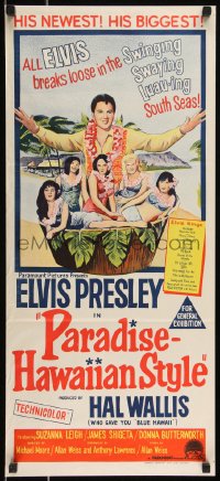 1f1682 PARADISE - HAWAIIAN STYLE Aust daybill 1966 Elvis in the swinging swaying luau-ing South Seas!