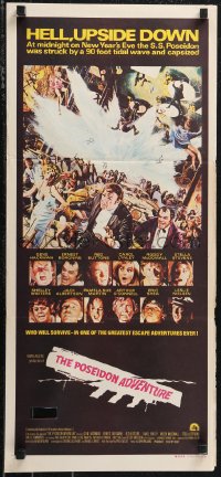 1f1684 POSEIDON ADVENTURE Aust daybill 1973 Gene Hackman & Stella Stevens escaping by Mort Kunstler!