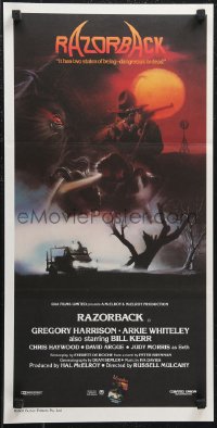 1f1688 RAZORBACK Aust daybill 1984 Australian horror, cool artwork by Brian Clinton!