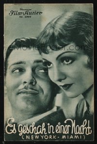 1f2203 IT HAPPENED ONE NIGHT Austrian program 1935 Clark Gable, Claudette Colbert, different images!