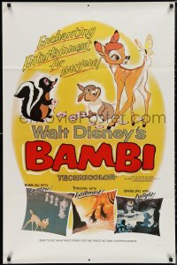 1f0919 BAMBI style B 1sh R1966 Walt Disney cartoon classic, great art with Thumper & Flower!