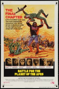 1f0920 BATTLE FOR THE PLANET OF THE APES 1sh 1973 Tanenbaum art of war between apes & humans!