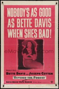 1f0927 BEYOND THE FOREST 1sh 1949 King Vidor, nobody's as good as Bette Davis when she's bad!