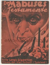 1f2213 TESTAMENT OF DR. MABUSE Danish program 1933 Fritz Lang psychotic criminal genius, very rare!