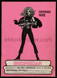 1f0871 BARBARELLA English pressbook 1968 cover art of sexy Jane Fonda, includes program, rare!