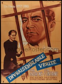 1f1268 BEYOND A REASONABLE DOUBT French 1p 1957 Fritz Lang, Soubie art of Dana Andrews & Fontaine!