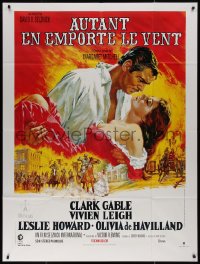 1f1295 GONE WITH THE WIND French 1p R1989 Terpning art of Gable carrying Leigh over burning Atlanta!