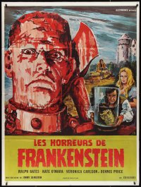 1f1301 HORROR OF FRANKENSTEIN French 1p 1972 Hammer horror, cool different monster art by Belinsky!