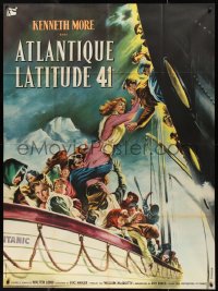 1f1320 NIGHT TO REMEMBER French 1p 1959 English Titanic biography, great different art of tragedy!