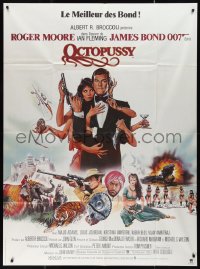 1f1322 OCTOPUSSY French 1p 1983 art of sexy Maud Adams & Roger Moore as James Bond by Goozee!