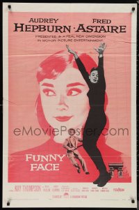 1f1020 FUNNY FACE 1sh 1957 art of Audrey Hepburn close up & full-length + Fred Astaire!