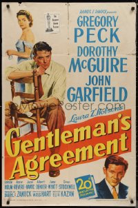 1f1023 GENTLEMAN'S AGREEMENT 1sh 1947 Elia Kazan, Gregory Peck, McGuire, Garfield, anti-Semitism!