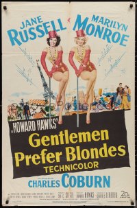 1f1024 GENTLEMEN PREFER BLONDES 1sh 1953 art of super sexy Marilyn Monroe & Jane Russell!