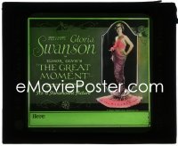 1f2158 GREAT MOMENT glass slide 1921 beautiful Gloria Swanson goes through several men!