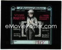 1f2160 HER COUNTRY FIRST glass slide 1918 Vivian Martin in World War I Home Front sabotage!