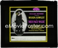 1f2161 HER FACE VALUE glass slide 1921 Wanda Hawley, based on the story by Earl Derr Biggers!