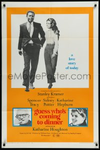 1f1038 GUESS WHO'S COMING TO DINNER 1sh 1967 Sidney Poitier, Spencer Tracy, Katharine Hepburn!