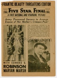 1f0278 FIVE STAR FINAL herald 1931 Edward G. Robinson, cool newspaper design!