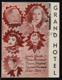 1f0312 GRAND HOTEL Yugoslavian herald R1958 Greta Garbo, Joan Crawford, Barrymore, different & rare!