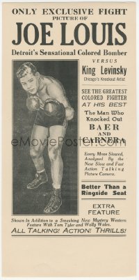 1f0251 JOE LOUIS VS KING LEVINSKY herald 1935 boxing, art of Detroit's Sensational Colored Bomber!