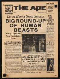 1f0255 PLANET OF THE APES herald 1968 cool newspaper headline, Big Round-Up of Human Beasts!