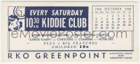 1f0292 RKO GREENPOINT local theater herald 1940 kiddie singing jamboree, Junior G-Men, cartoons!