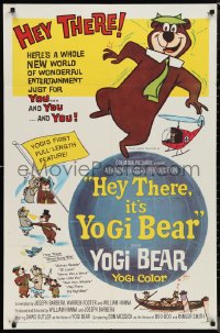 1f1042 HEY THERE IT'S YOGI BEAR 1sh 1964 Hanna-Barbera, Yogi's first full-length feature!