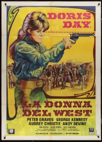 1f1359 BALLAD OF JOSIE Italian 1p 1968 great Iaia art of quick-draw Doris Day pointing gun!