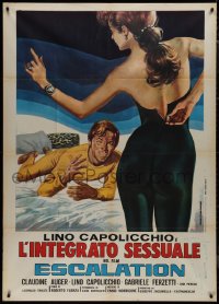 1f2073 ESCALATION Italian 1p R1974 Ferrari art of sexy Claudine Auger unzipping her jumpsuit!