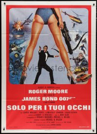 1f2074 FOR YOUR EYES ONLY Italian 1p 1981 Roger Moore as James Bond 007, art by Brian Bysouth!