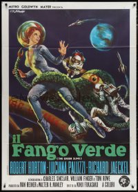 1f1389 GREEN SLIME Italian 1p 1969 classic cheesy sci-fi, Stefano art of sexy astronaut & monster!