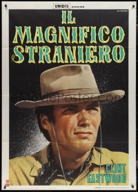 1f2081 MAGNIFICENT STRANGER style B Italian 1p 1966 Fiorenzi c/u art of Clint Eastwood, very rare!