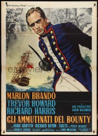 1f1408 MUTINY ON THE BOUNTY style B Italian 1p 1962 different art of Marlon Brando & ship by Enzo Nistri!