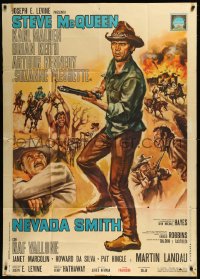 1f2083 NEVADA SMITH Italian 1p 1966 cool completely different art of Steve McQueen by Mauro Colizzi!