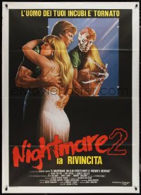 1f1412 NIGHTMARE ON ELM STREET 2 Italian 1p 1986 creepy horror artwork with monster in mirror!