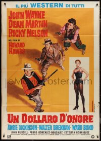 1f1422 RIO BRAVO Italian 1p R1978 Piovano art of John Wayne, Nelson, Martin, Brennan & Dickinson!