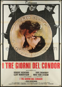 1f1455 3 DAYS OF THE CONDOR Italian 2p 1975 CIA analyst Robert Redford, Faye Dunaway, Sydney Pollack